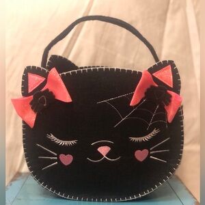 Under One Sky Black Cat Bag with Pink Bows with Spiders